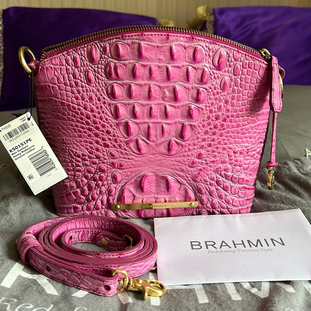 Brahmin Mini Duxbury Peony/Pink Crossbody Leather